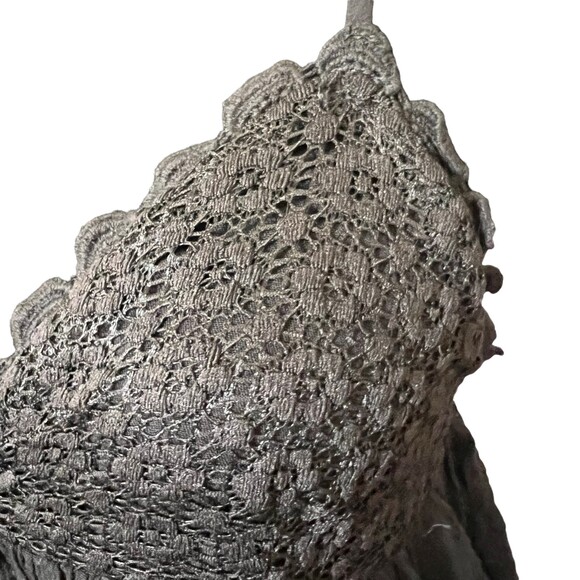 Be Cool Semi Sheer Black Floral Crochet Corset Back Flowy Blouse Size Small - Picture 3 of 5